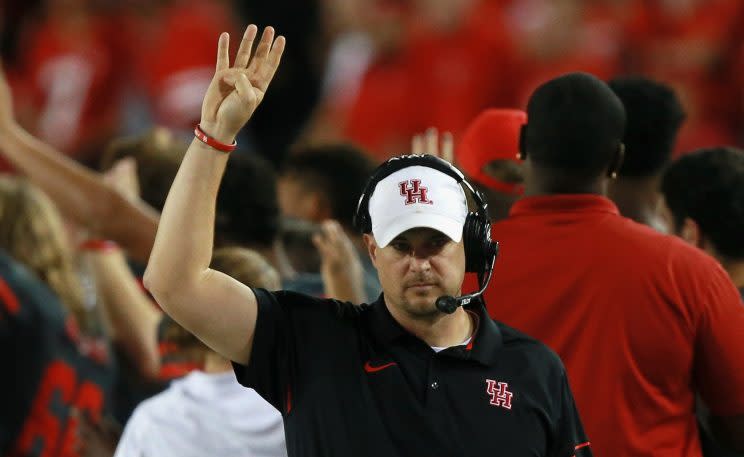 Tom Herman is 22-4 in two seasons with the Houston Cougars. (Getty)