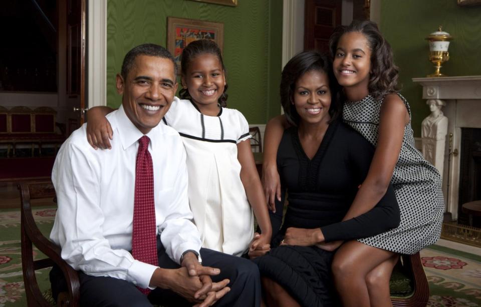 Sasha junto a su familia en la Casa Blanca. Yahoo Style