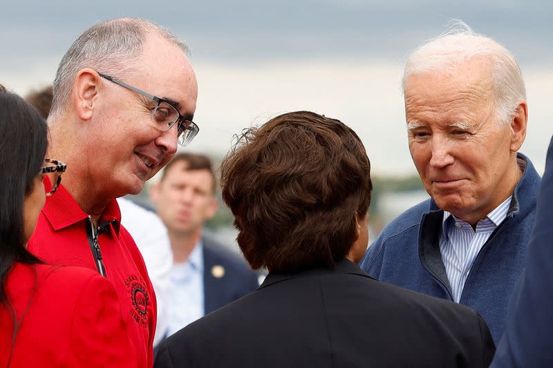 FILE PHOTO: U.S. President Joe Biden arrives in Michigan