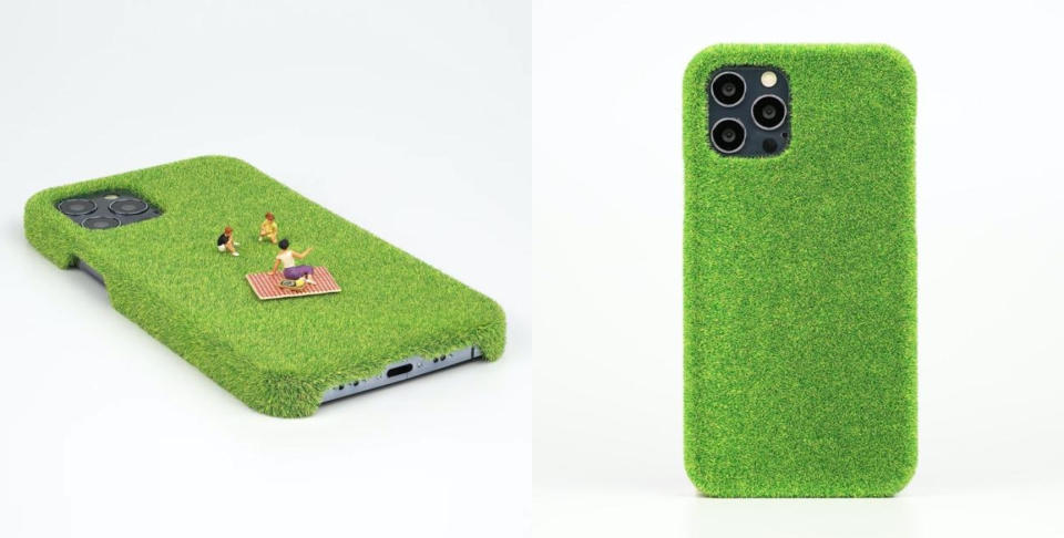 iPhone 14 手機殼推薦：Shibaful 深綠公園草坪手機殼 NT.875 設計品牌「Shibaful」秉持著讓公園草地的安心、放鬆感更唾手可得的想法，以東京著名的代代木公園作為靈感，採用靜電植毛技術，在手機殼的側面、邊框部分重現本草地纖細、美麗的柔軟觸感。