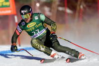 Ryan Cochran-Siegle, of the United States, moves down the course during the men's World Cup downhill ski race in Lake Louise, Alberta, Sunday, Dec. 1, 2019. (Frank Gunn/The Canadian Press via AP)