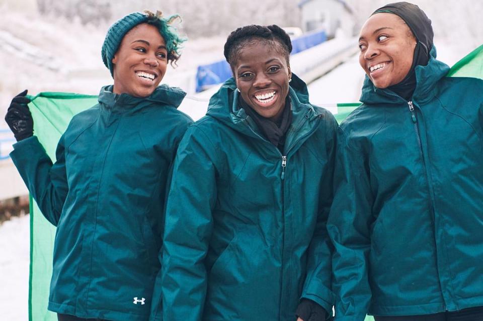 The inspiring women of the Nigerian bobsled team. (Instagram/@seun_msamazing)