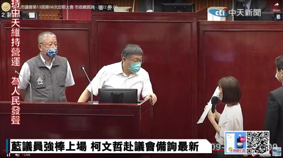 台北市議員林穎孟要求柯文哲簽署「不投降」承諾書，柯文哲怒嗆：我管你去死（攝自中天新聞）