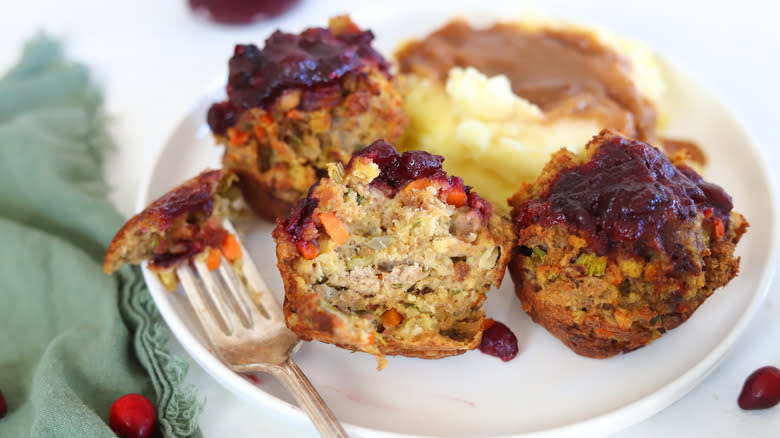 turkey meatloaf muffins with fork
