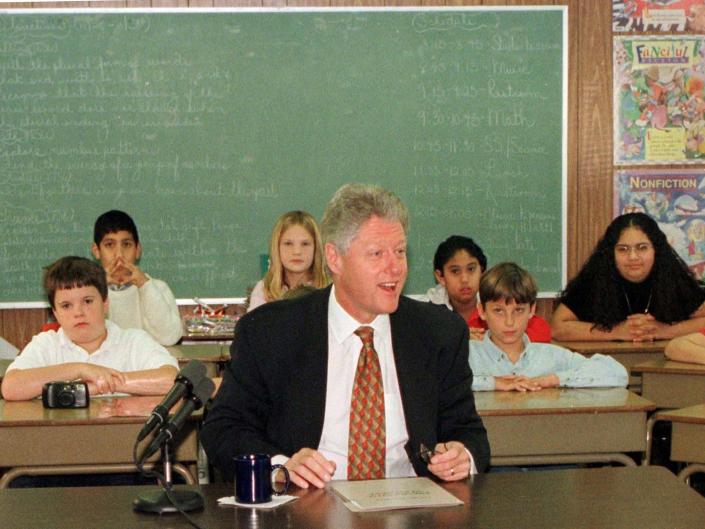 President Clinton in a classroom in 1998
