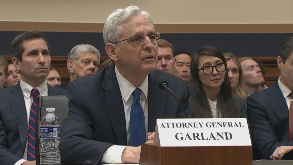 PHOTO: Attorney General Merrick Garland speaks during a House Judiciary Committee hearing on the Justice Department, June 4, 2024, on Capitol Hill in Washington.  (POOL/ABC News)