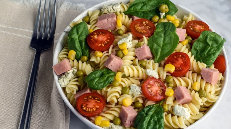 Spam and tomato with pasta