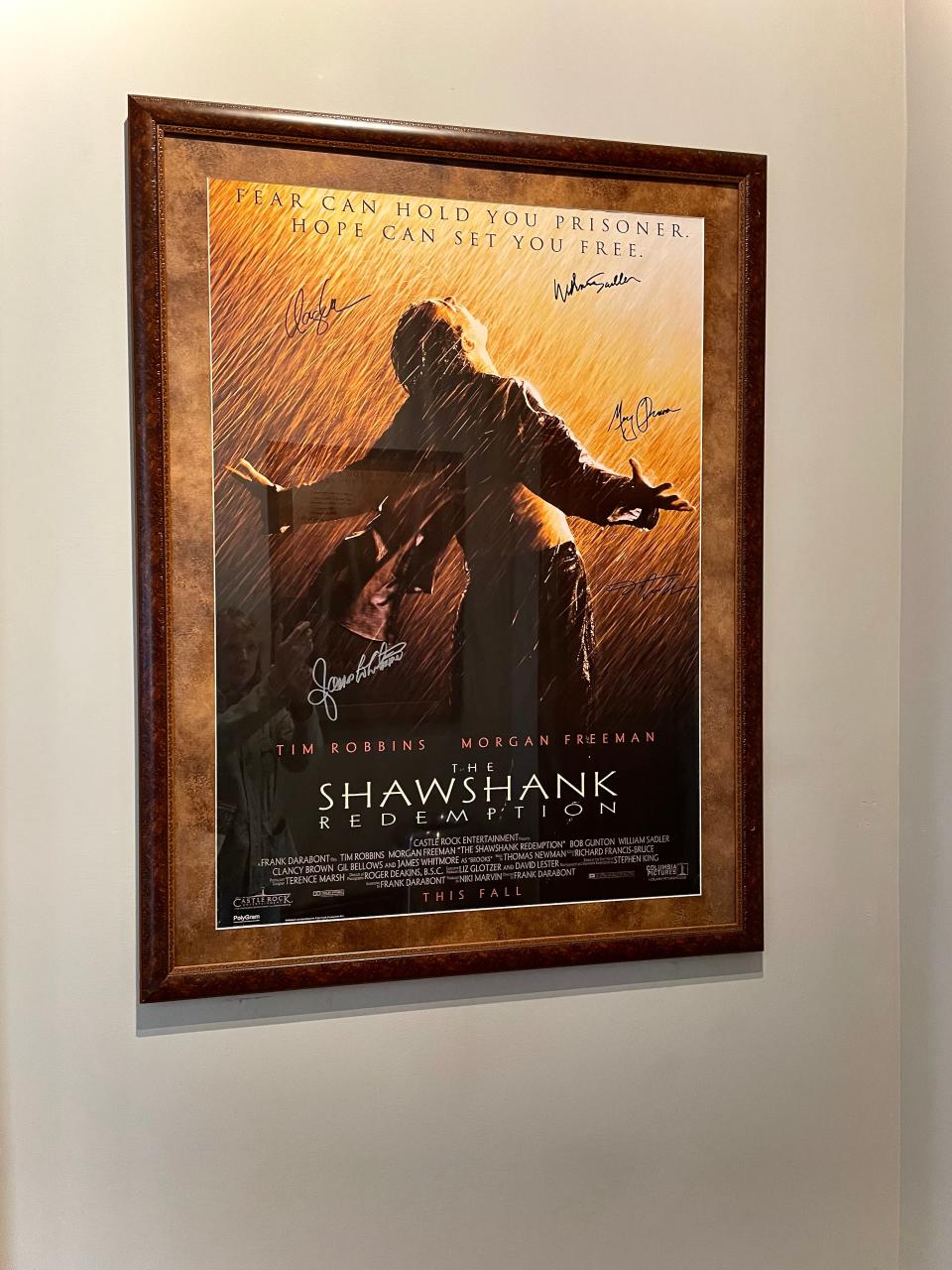 A signed poster is part of the shuttered prison’s collection of "Shawshank Redemption" memorabilia.