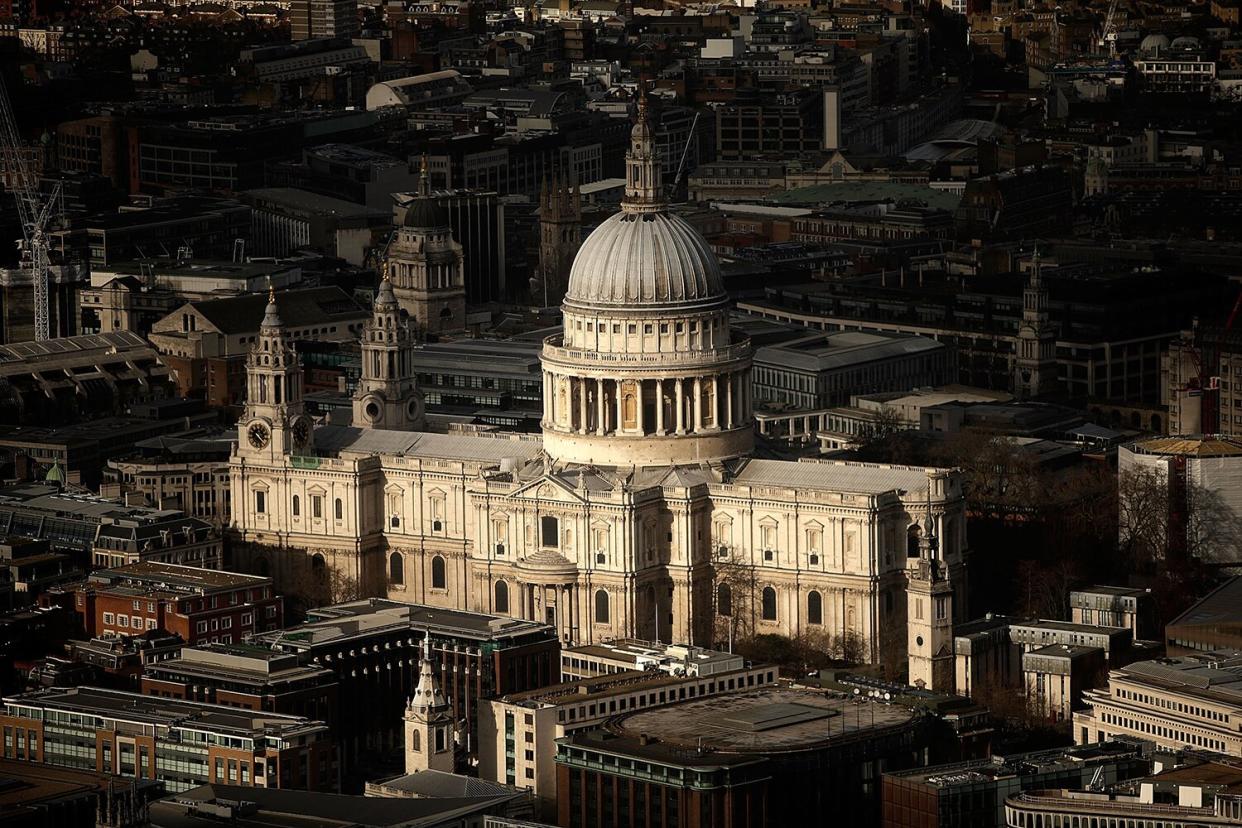 The View from The Shard looking down on St Paul's Cathedral on January 27, 2014 in London, England. A study has found that one in three 22-30 year olds are leaving their hometowns to move to the capital, which creates ten times as many private sector jobs as any other city.