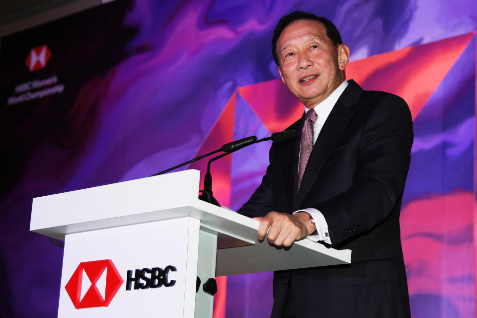 SINGAPORE, SINGAPORE - FEBRUARY 26:  Chief Executive of HSBC, Peter Wong attends a welcome dinner prior to the HSBC Women's World Championship at Sentosa Golf Club on February 26, 2019 in Singapore. (Photo by Ross Kinnaird/Getty Images)