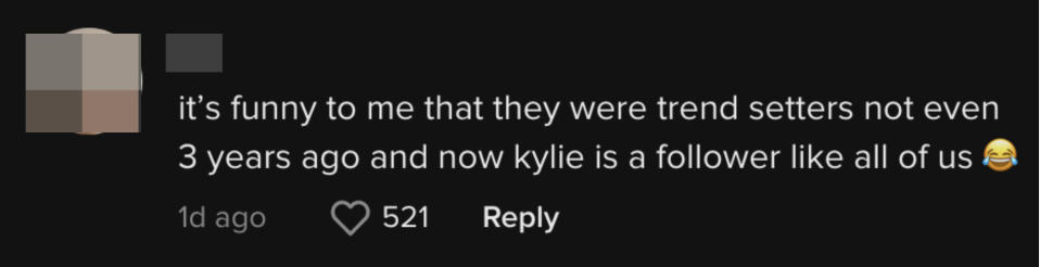 it&#39;s funny to me that they were trend setters not even 3 years ago and now kylie is a follower like all of us