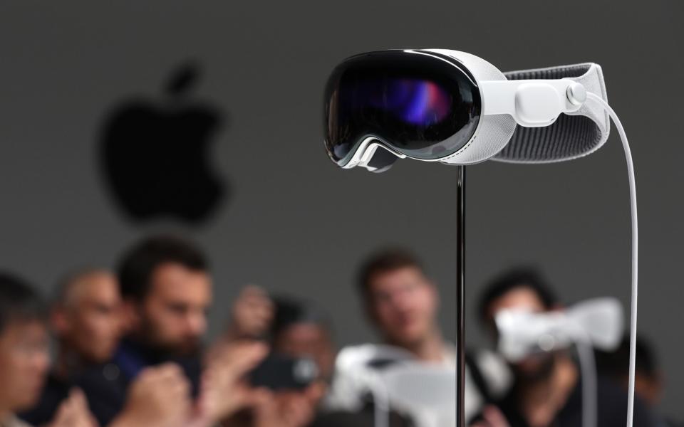 The new Apple Vision Pro headset on display at the Apple Worldwide Developers Conference in California - Getty 