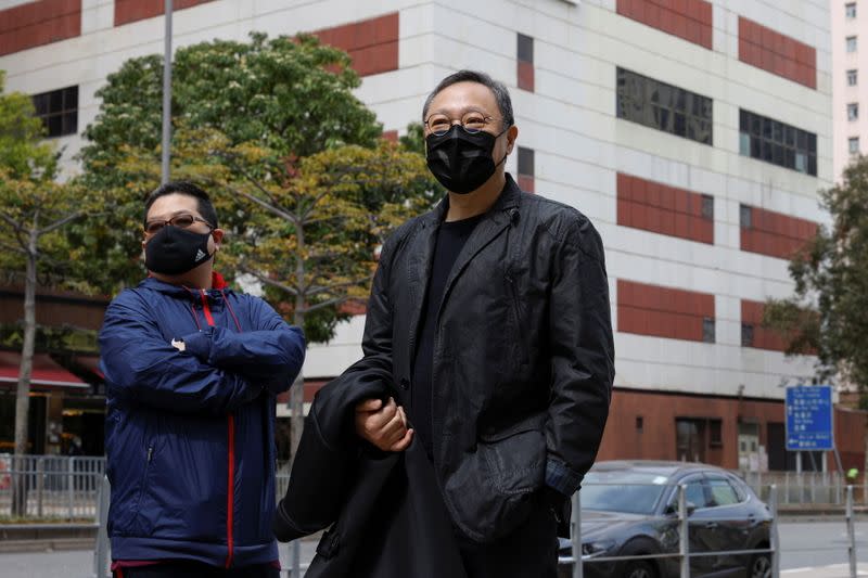 Pro-democracy activist Benny Tai reports to the police station over the national security law charges, in Hong Kong