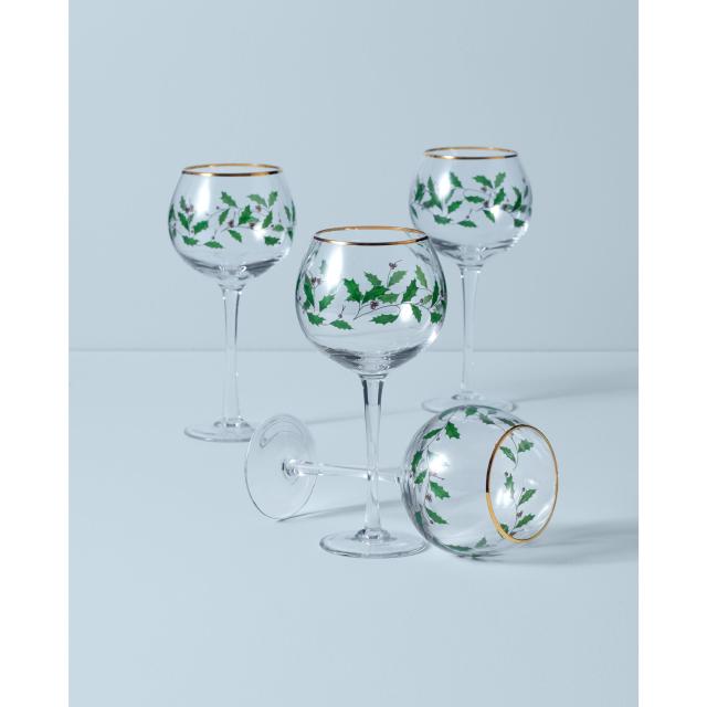 Vietri Holly Wine Glass