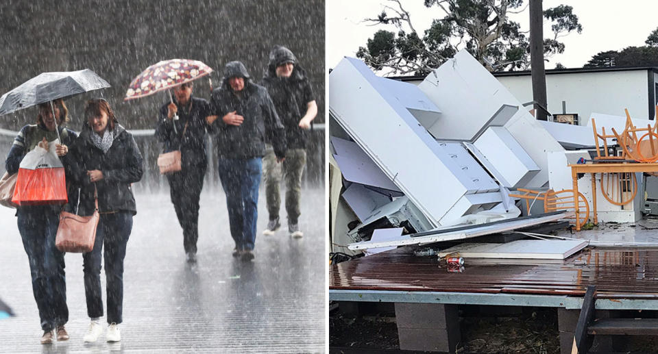 Heavy downpours affected people in Melbourne on Monday, and a severe storm caused damage in south east Victoria last week. Source: AAP