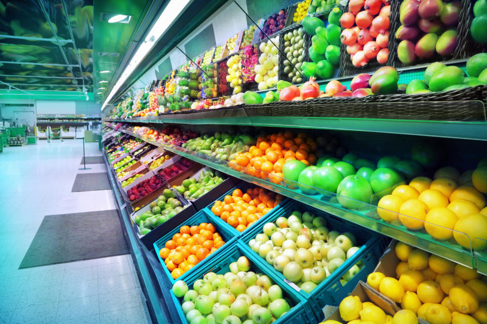 Supermarket produce department.