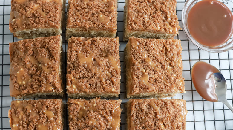 coffee cake on wire rack