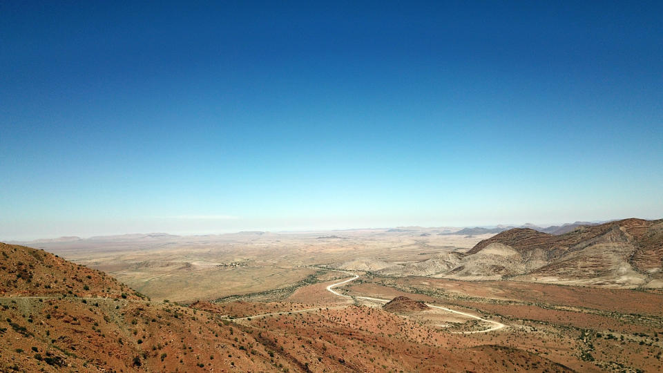 A view of farmlands from the top of Spreetshoogte Pass in central Namibia. (Photo: Gordon Donovan/Yahoo News)