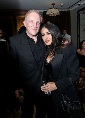 <p>Randy Shropshire/Getty </p> Francois-Henri Pinault and Salma Hayek