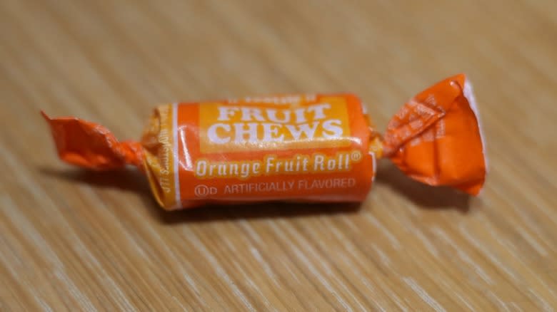 Orange Fruit Roll on wood