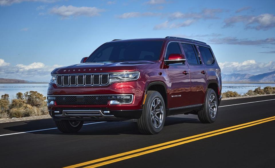 <p>Old names like Bronco, Integra, and <a href="https://www.caranddriver.com/jeep/wagoneer" rel="nofollow noopener" target="_blank" data-ylk="slk:Jeep's Wagoneer;elm:context_link;itc:0;sec:content-canvas" class="link ">Jeep's Wagoneer</a> have been resurrected lately. Keeping true to its roots, the Wagoneer is a body-on-frame SUV, using the same underpinnings as the Ram 1500 pickup. A 5.7-liter 392-hp V-8 is the sole engine choice. The <a href="https://www.caranddriver.com/jeep/grand-wagoneer" rel="nofollow noopener" target="_blank" data-ylk="slk:Grand Wagoneer;elm:context_link;itc:0;sec:content-canvas" class="link ">Grand Wagoneer</a> (reviewed separately in the <a href="https://www.caranddriver.com/features/g31095534/best-luxury-suvs-in-2020-ranked/" rel="nofollow noopener" target="_blank" data-ylk="slk:large luxury SUV segment;elm:context_link;itc:0;sec:content-canvas" class="link ">large luxury SUV segment</a>) gets a larger 6.4-liter V-8 with 471 hp. The Wagoneer comes standard with a load-leveling rear suspension, and four-corner air springs are optional for maximum comfort. Its boxy shape gives the Wagoneer best-in-class overall passenger volume, second-and third-row legroom, and cargo volume behind the third row. Both rear- and four-wheel-drive models offer 10,000 pounds of towing, making the Wagoneer a giant capable of pulling the biggest toys. </p><ul><li>Base Price: $60,995</li><li>Powertrain: 392-hp 5.7-liter V-8 engine, eight-speed automatic transmission</li><li>Cargo space behind second row: 70 cubic feet </li><li>Cargo space behind third row: 27 cubic feet </li><li>Maximum conventional towing capacity: 10,000 pounds</li></ul><p><a class="link " href="https://www.caranddriver.com/jeep/wagoneer/specs" rel="nofollow noopener" target="_blank" data-ylk="slk:MORE WAGONEER SPECS;elm:context_link;itc:0;sec:content-canvas">MORE WAGONEER SPECS</a></p>