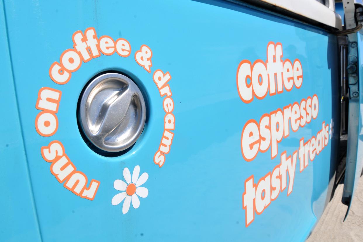 Fresh paint and details have been added to this 1977 Volkswagen bus. Jim and Denise Pressman are opening their own mobile coffee business, Press Ahead Coffee, out of a 1977 Volkswagen bus.