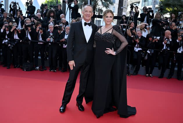Tom Hanks and Rita Wilson on the red carpet at the 2023 Cannes Film Festival on May 23 in Cannes, France.
