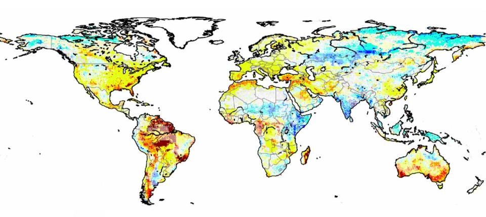 Map of water storage loss