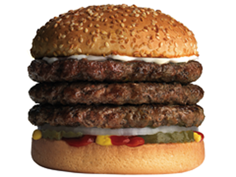 A&W Grandpa burger. Calories 810, Fat 50 g (Saturated Fat 22 g and Trans Fat 1.5 g), Sodium 1300 mg, Carbohydrates 29 g, Sugar 8 g <em>(Photo: A&W)</em>