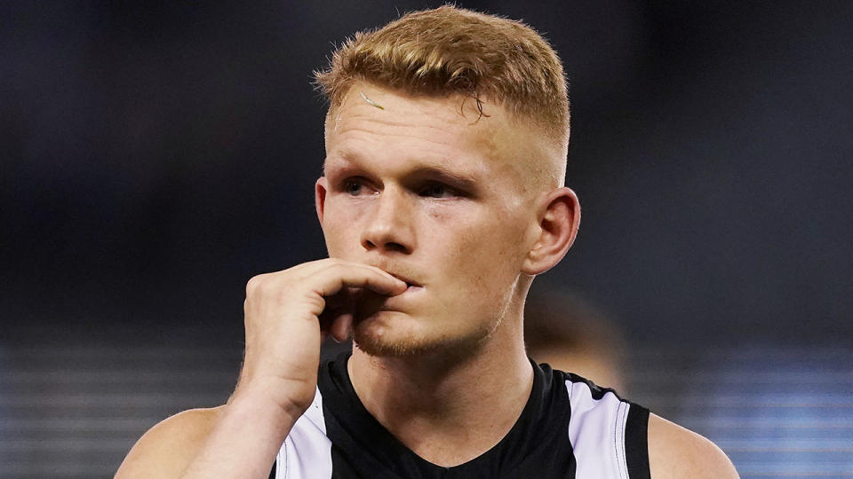 Magpies midfielder Adam Treloar has found himself in a mild feud with the chief executive of his former club, GWS Giants boss Dave Matthews. (Photo by Michael Dodge/Getty Images)