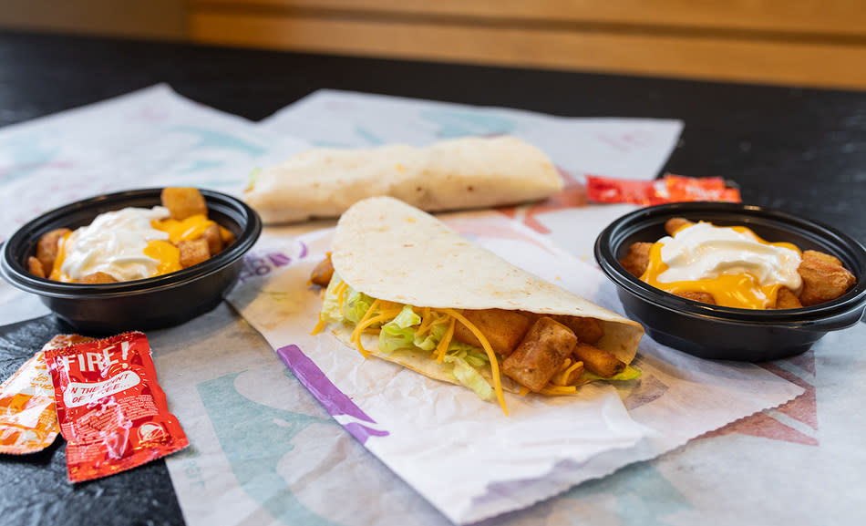 Taco Bell's Cheesy Fiesta Potatoes and the Spicy Potato Soft Taco will be back starting March 11 (Courtesy: Taco Bell)