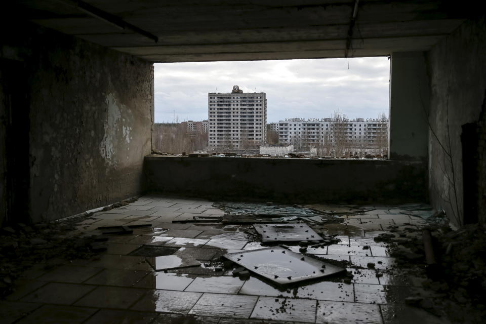 A view of the abandoned city of Pripyat near the Chernobyl nuclear power plant in Ukraine March 23, 2016.  REUTERS/Gleb Garanich