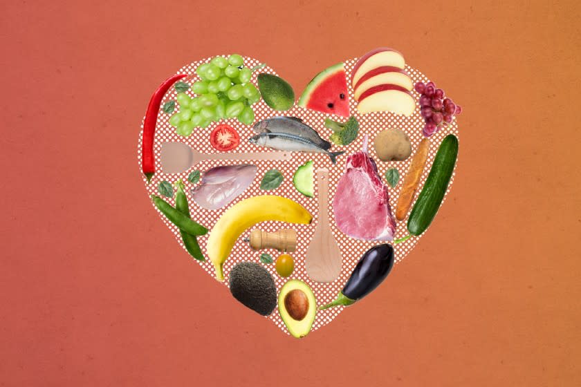 Photo illustration of a heart made of food