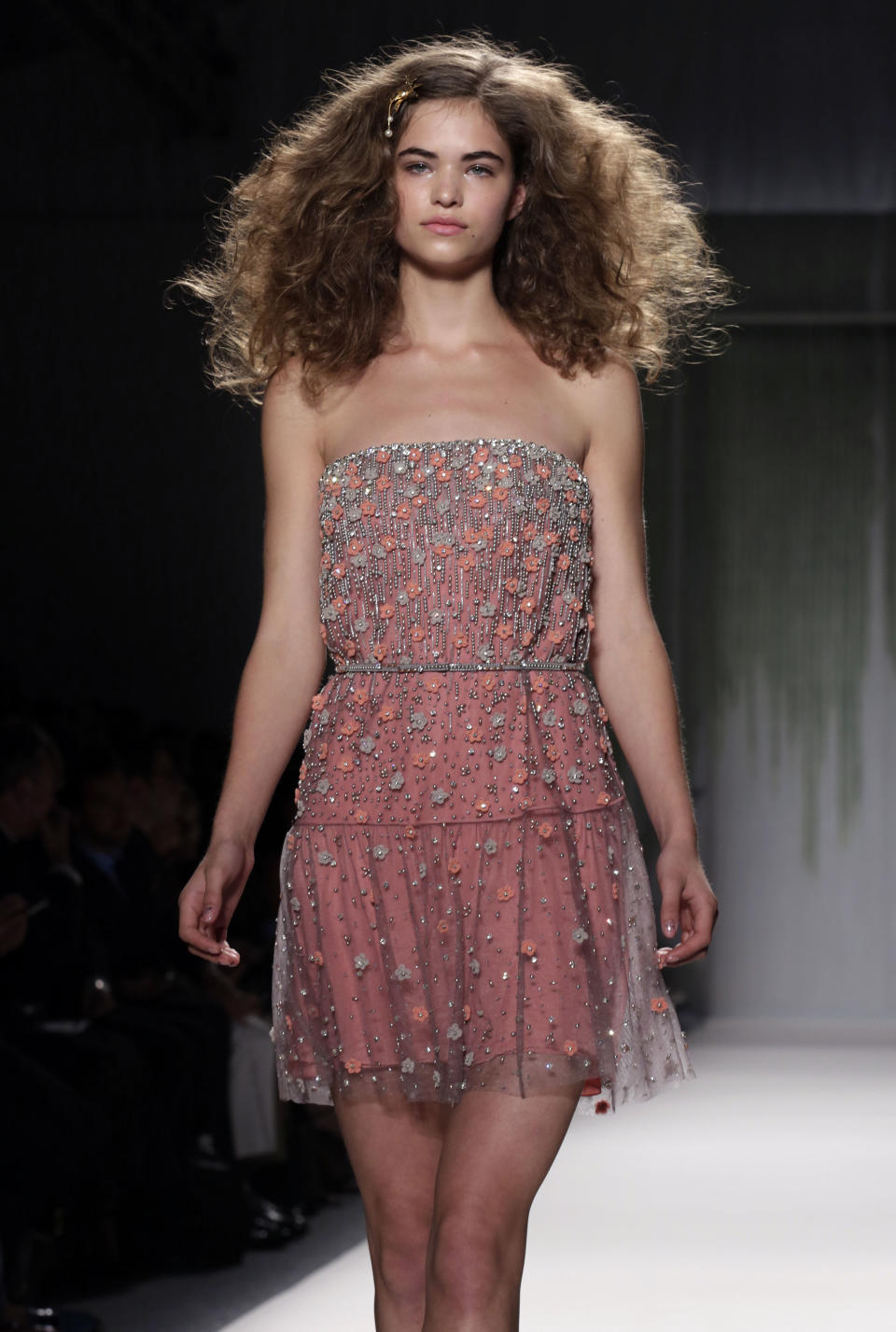 The Jenny Packham Spring 2014 collection is modeled during Fashion Week in New York, Tuesday, Sept. 10, 2013. (AP Photo/Richard Drew)