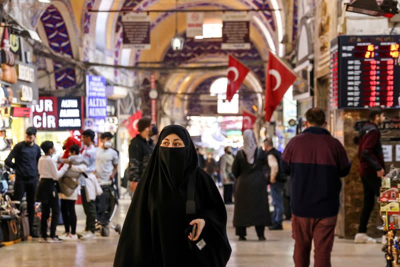 FILE PHOTO: People shop in the Grand Bazaar in Istanbul