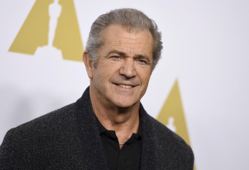 FILE - Mel Gibson arrives at the 89th Academy Awards Nominees Luncheon in Beverly Hills, Calif., Feb. 6, 2017. Gibson can testify at the rape and sexual assault trial of Harvey Weinstein about one of Weinstein's accusers, whose story Gibson learned part of prior to 2015, a judge ruled Friday, Oct. 14, 2022. (Photo by Jordan Strauss/Invision/AP, File)