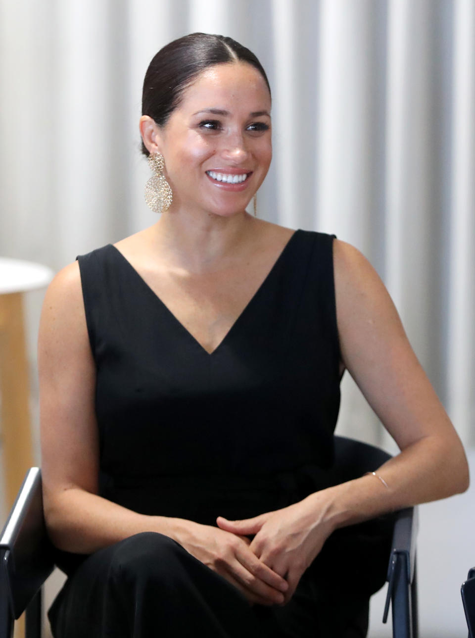 CAPE TOWN, SOUTH AFRICA - SEPTEMBER 25:  Meghan, Duchess of Sussex speaks with 12 inspiring female entrepreneurs as she visits Woodstock Exchange, a women founders/social entrepreneurs event during her royal tour of South Africa with Prince Harry, Duke of Sussex on September 25, 2019 in Cape Town, South Africa. Woodstock Exchange, the UK-SA Tech Hub focuses on skills development and access to markets by assisting entrepreneurs, particularly women, to acquire skills, resources and support. (Photo by Chris Jackson - Pool/Getty Images)
