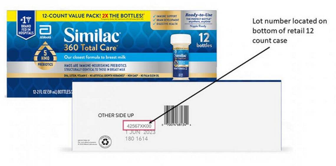 The recalled Similac formulas also were sold in retail cases of 12.