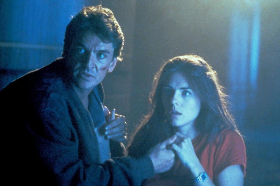 Early days: Fairbrass stars alongside Elizabeth Hurley in the 1993 horror film ‘Beyond Bedlam’ (Shutterstock)