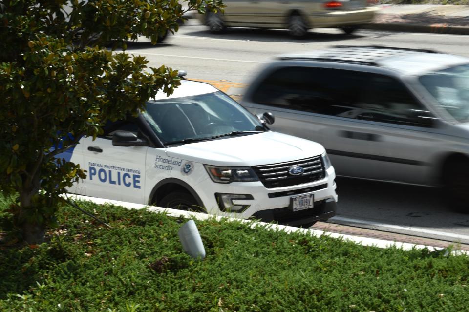 Traffic is not restricted on U.S. 1 around the federal courthouse in Fort Pierce July 18, 2023, in advance of the pretrial hearing for former President Donald Trump and his valet Walt Nauta. Homeland Security keeps watch.