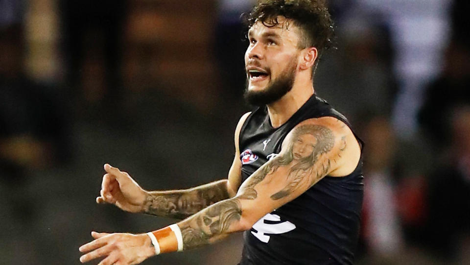 Carlton recruit Zac Williams has been criticised for an unnecessary bump which has cost him a one game ban. (Photo by Michael Willson/AFL Photos via Getty Images)