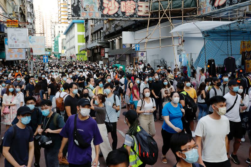 Manifestantes prodemocracia en Hong Kong