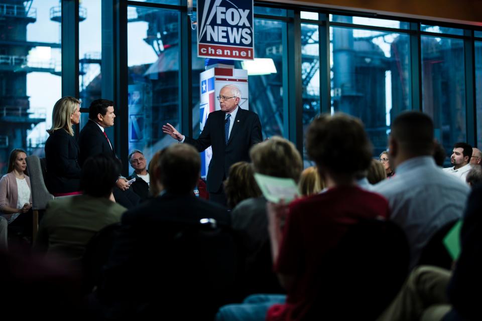 Sen. Bernie Sanders at a Fox News town hall with Bret Baier and Martha MacCallum on April 15, 2019 in Bethlehem, Pa.