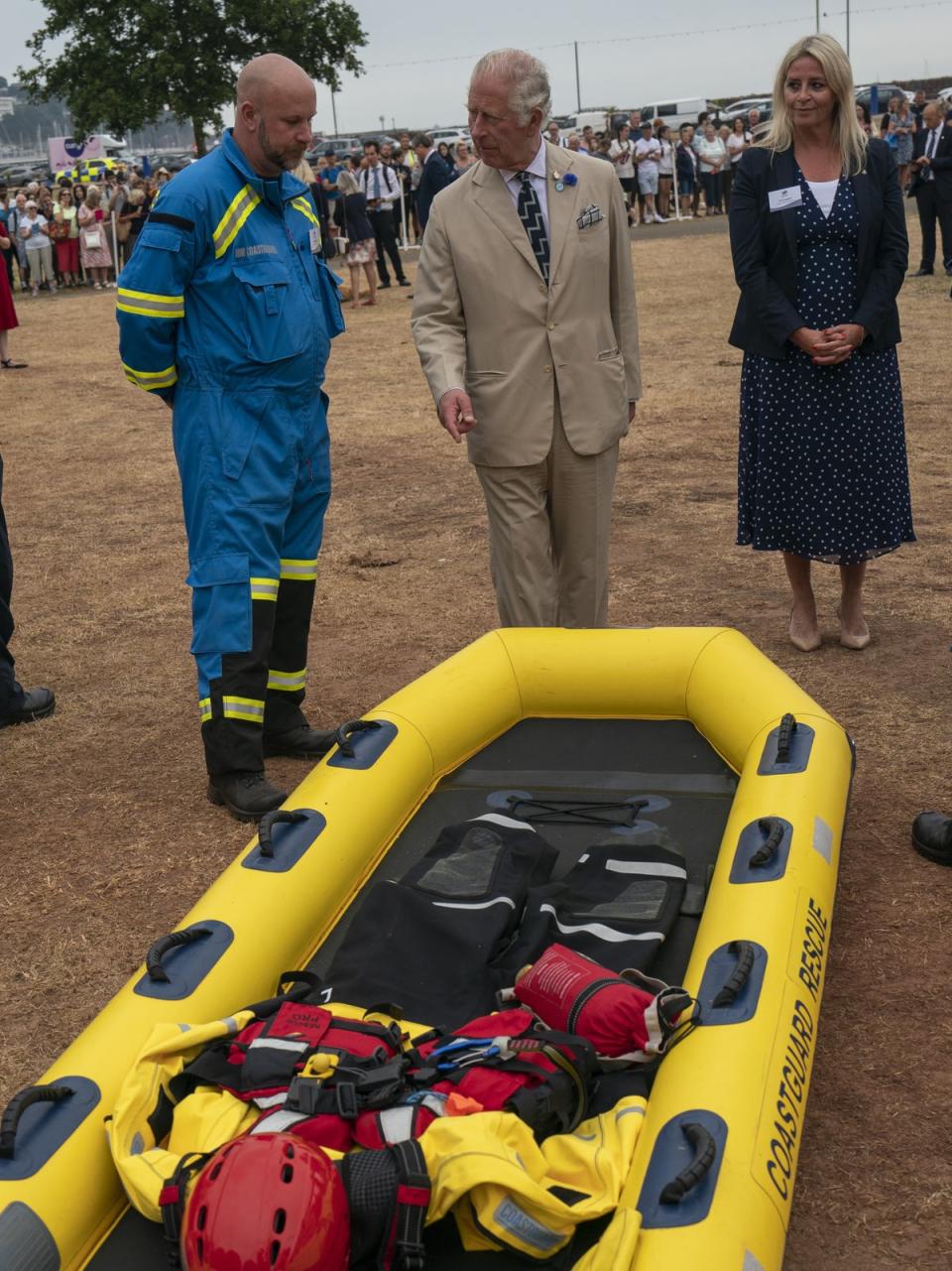 Charles was shown some of the equipment used by Coastguard volunteers (Arthur Edwards/The Sun/PA) (PA Wire)