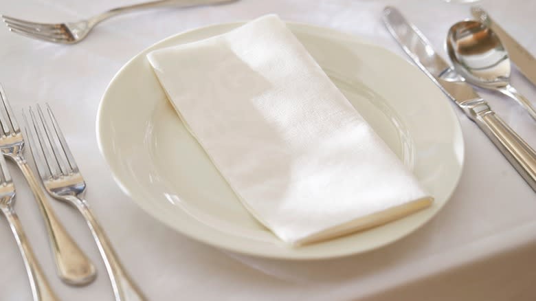 Napkin folded on a plate