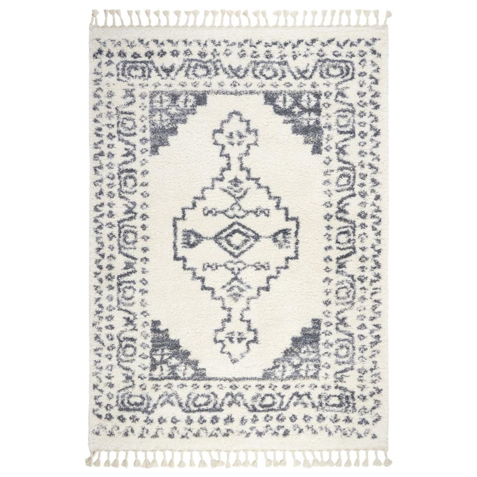 Wanda June Home Persian Shag with Fringe Area Rug, Blue/Ivory, 5'2" x 7'2" by Miranda Lambert