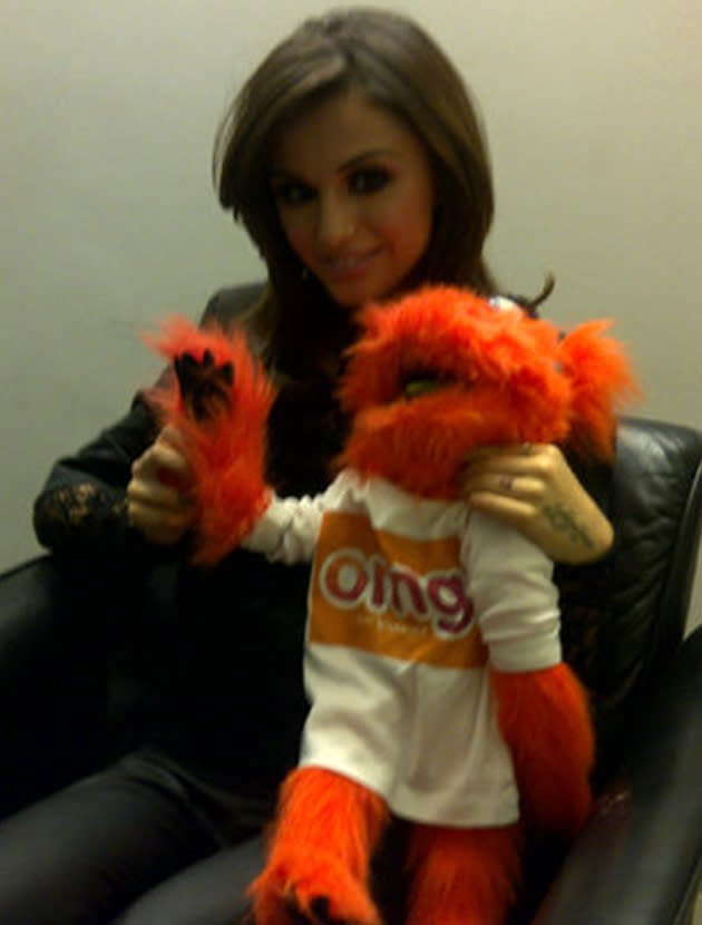 Celebrity photos: Cher Lloyd found a new friend in our mascot, Mr omg!