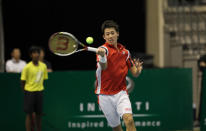 <p><b>Kei Nishikori (Japan)</b></p> <p><b>World no.19</b></p> <br> <p>As Asia's top player, Nishikori has been playing tennis since the tender age of five in his hometown of Shimane, Japan. When he was 14, he moved to the Bolletteri Academy in Florida to hone his tennis skills. Nishikori lost to Juan Monaco in his first match 6-7, 2-6 and defeated Sam Querrey in his second match of Day 1 6-3, 6-4.</p> <br> <p>(Photo courtesy of Clash of Continents/Ron Angle)</p>