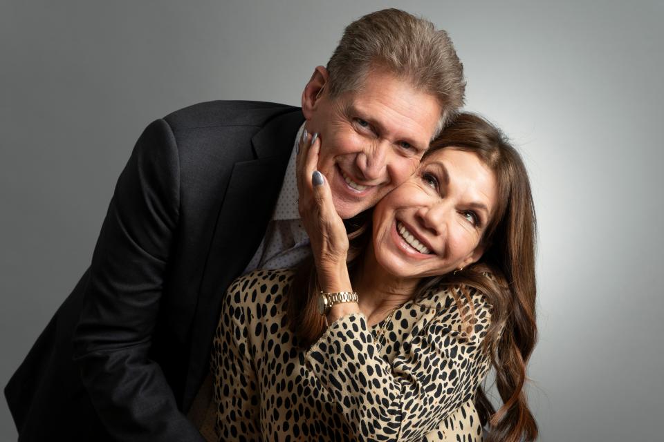 "Golden Bachelor" Gerry Turner and fiancée Theresa Nist pose for a portrait for USA TODAY the day after the season finale of the series. The couple announced the they're getting married on live TV on Jan. 4.