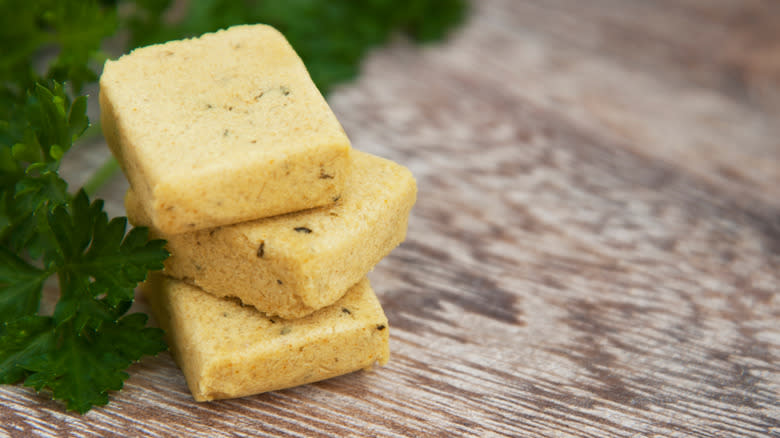 Bouillon cubes on counter